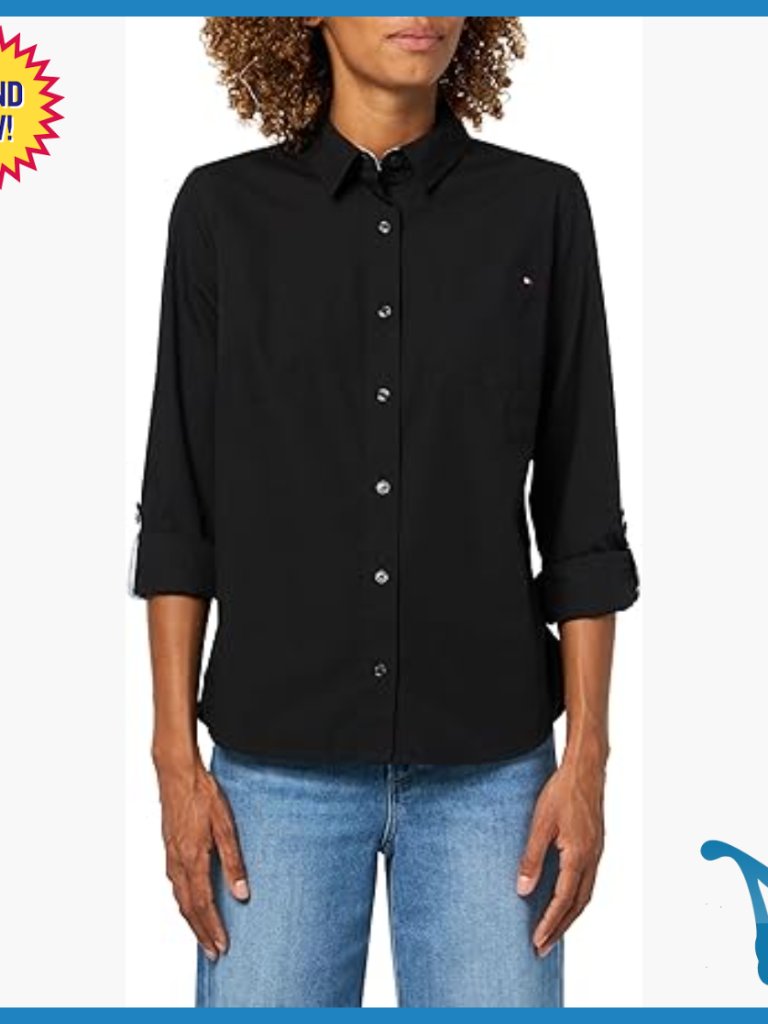Long Sleeve Button Down Shirt Regular Fit Cotton Poplin Roll Up Sleeve